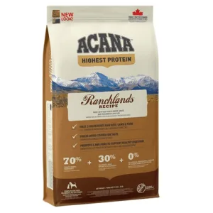 Comanda online ACANA Highest Protein Ranchlands Dog hrana uscata caini toate rasele