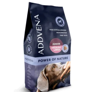 Comanda online ADDVENA Power of Nature Junior medium&large 10 kg cu miel pentru catei de rase medii si mari