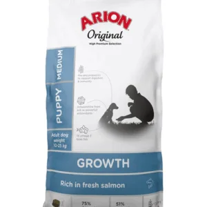 Comanda online ARION Original Growth Puppy Medium Salmon Rice 2 kg catei de talie medie