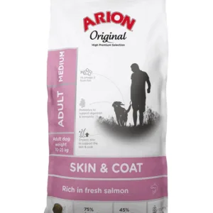 Comanda online ARION Original Skin & Coat Adult Medium Salmon Rice 2 kg hrana completa pentru caini adulti de rasa medie