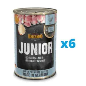 Comanda online BELCANDO Super Premium Junior hrana caine junior 6x400 g pui si oua