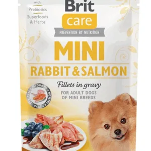 Comanda online BRIT CARE Mini Adult Pouch Rabbit&Salmon 24x85g Hrana umeda caini talie mica