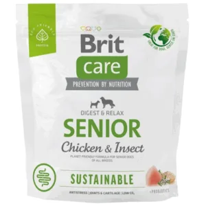 Comanda online BRIT CARE Sustainable Senior Chicken & Insect hrana caini seniori 1 kg cu pui si insecte