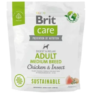 Comanda online BRIT Care Sustainable Adult Medium breed Chicken & Insect 1 kg hrana caini adulti talie medie