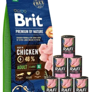 Comanda online BRIT Premium By Nature Adult Extra Large XL 15 kg + hrana caini 6x400 g curcan