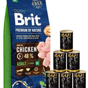 Comanda online BRIT Premium By Nature Adult Extra Large XL 15 kg + hrana in sos 6x1240 g