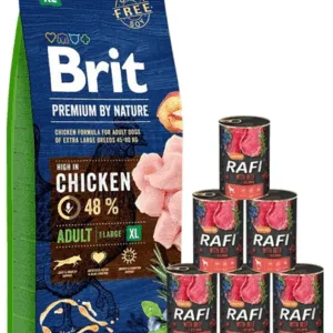 Comanda online BRIT Premium By Nature Adult Extra Large XL 15 kg + hrana umeda cu vita 6x400 g