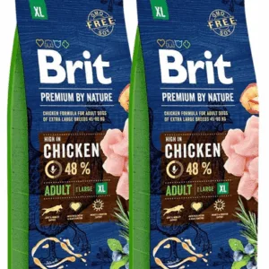 Comanda online BRIT Premium By Nature Adult Extra Large XL hrana uscata caini adulti de talie foarte mare 30 kg (2 x 15 kg)