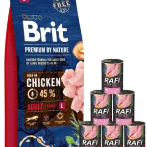 Comanda online BRIT Premium By Nature Adult Large L 15 kg + pachet conserve 6x400 g curcan
