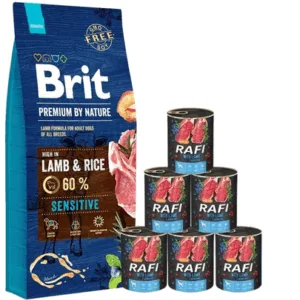 Comanda online BRIT Premium By Nature Sensitive Lamb 15 kg + 6 conserve x 400 g cu miel