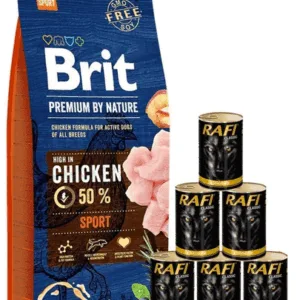 Comanda online BRIT Premium By Nature Sport 15 kg + conserve hrana umeda caini 6x1240 g