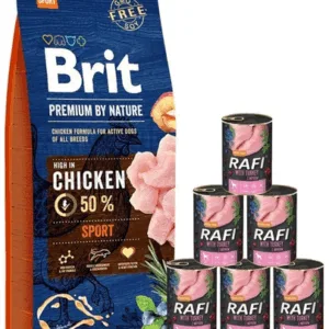 Comanda online BRIT Premium By Nature Sport 15 kg + hrana umeda din curcan 6x400 g