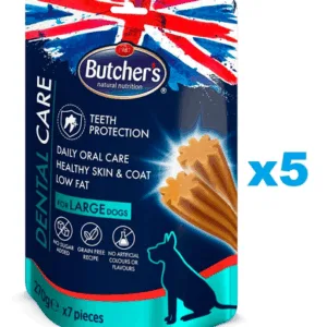 Comanda online BUTCHER'S Dental Care for Large Dogs 5x270g dental snack caini talie mare