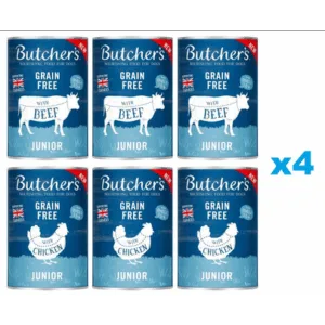 Comanda online BUTCHER'S Original Junior Mix arome in aspic pentru catei 24x400g bucati vita si pui