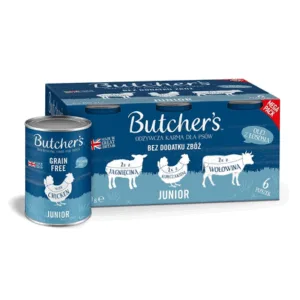Comanda online BUTCHER'S Original Junior Recipe in jelly hrana in aspic pentru catei 6x400 g bucati de miel