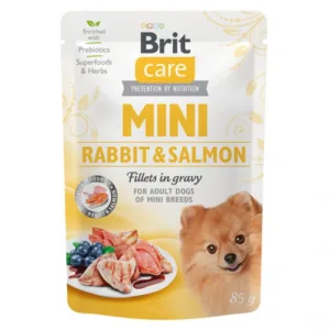 Comanda online Brit Care Dog Mini Rabbit and Salmon Fillets in Gravy 85 g