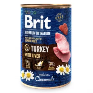 Comanda online Brit Premium by Nature Junior Turkey with Liver 400 g conserva