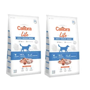Comanda online CALIBRA Dog Life Adult Medium Breed Chicken hrana uscata superpremium pentru caini adulti de talie medie 24 kg (2 x 12 kg)