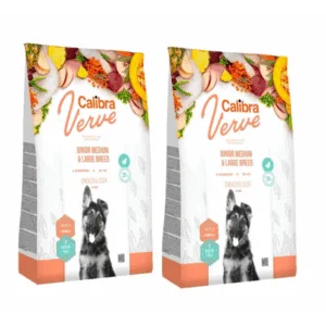 Comanda online CALIBRA Dog Verve GF Junior Medium Large Chicken&Duck hrana uscata fara cereale pentru caini juniori de talie medie/mare 24 kg (2 x 12 kg)