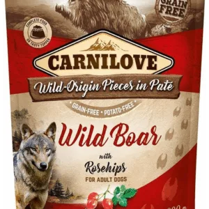 Comanda online CARNILOVE Hrana umeda pentru caini cu mistret si macese 300 g