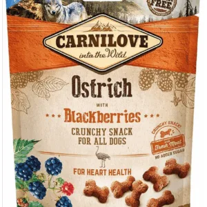 Comanda online CARNILOVE Recompense pentru caini cu strut si mure 200 g