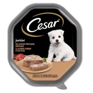 Comanda online CESAR Junior pate pentru pui de catel 150 g curcan si vitel