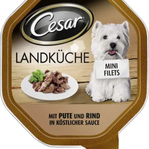 Comanda online CESAR Pate pentru câini MINI FILETS cu Vită şi Curcan 150g