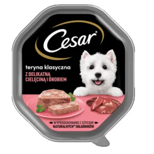Comanda online CESAR tava hrana caine adulit 150 g terrina cu vitel si pasare