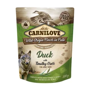Comanda online Carnilove Dog Pouch Paté Duck with Timothy Grass
