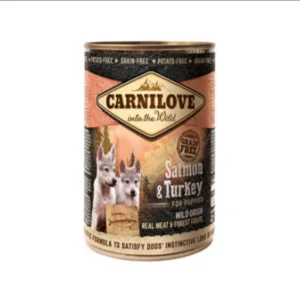 Comanda online Carnilove Wild Meat Salmon and Turkey for Puppies 400 g