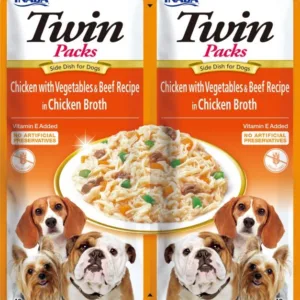 Comanda online Churu Inaba Dog Twin Pui cu Legume si Vita in Supa de Pui