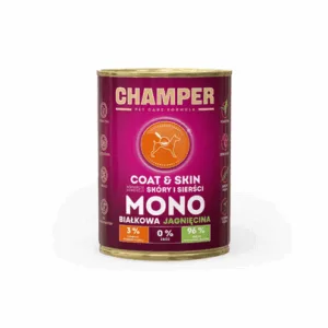 Comanda online Conserva pentru caini CHAMPER Coat Skin monoproteica cu miel 400 g