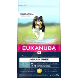 Comanda online EUKANUBA Adult Grain Free L pentru caini de rase mari 3 kg