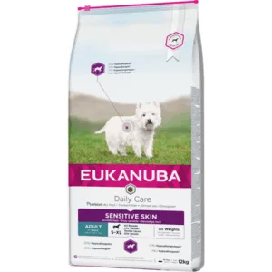 Comanda online EUKANUBA Daily Care Adult Sensitive Skin All Breeds hrana uscata caini adulti 12 kg