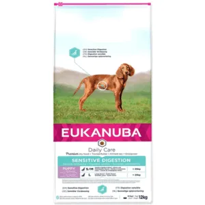 Comanda online EUKANUBA Daily Care Sensitive Digestion Puppy Chicken 12 kg hrana pentru catelusi cu sensibilitati digestive