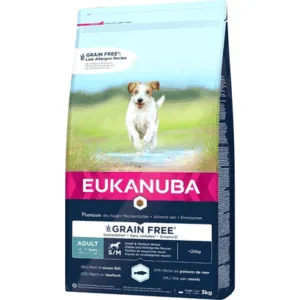 Comanda online EUKANUBA Grain Free Hrana uscata pentru caini adulti de talie mica sau medie 3 kg