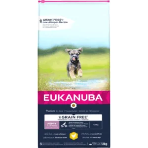 Comanda online EUKANUBA Puppy Grain Free pentru talie mica/medie S/M 12 kg hrana pentru catelusi