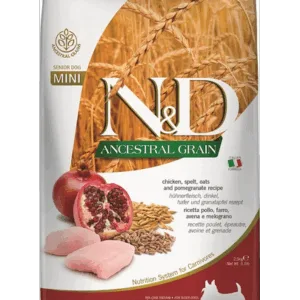 Comanda online FARMINA N&D Ancestral Grain Dog Senior Mini Hrana uscata pentru caini senior de talie mica