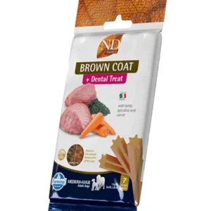 Comanda online FARMINA N&D Brown Dental Treat Coat Lamb Medium/Maxi 100 g batoane dentare pentru caine talie medie si mare