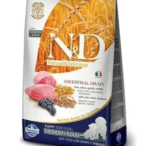 Comanda online FARMINA N&D Low Grain Puppy Medium & Medium - Hrană uscată cu miel și afine 2.5 kg