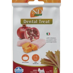 Comanda online FARMINA N&D Pumpkin Dental Treat Chicken Pomegranate Mini 60 g baton dentar pentru caini de talie mica