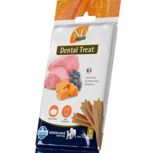 Comanda online FARMINA N&D Pumpkin Dental Treat Lamb Blueberry Medium/Maxi 100 g batoane dentare pentru caine talie medie si mare