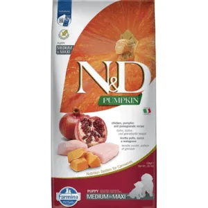 Comanda online FARMINA N&D Pumpkin Dog Puppy Medium&Maxi hrana uscata caini juniori talie medie sau mare