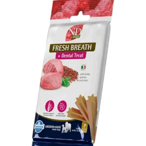 Comanda online FARMINA N&D Quinoa Dental Treat Fresh breath Medium/Maxi 100 g gustare dentara cu quinoa pentru caini talie medie si mare