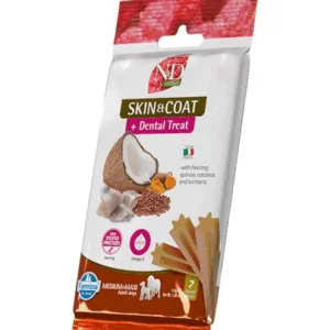 Comanda online FARMINA N&D Quinoa Dental Treat Skin Coat Herring Medium/Maxi 100 g Batoane dentare cu hering