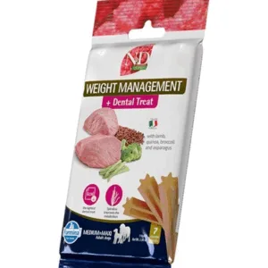 Comanda online FARMINA N&D Quinoa Dental Treat Weight management Medium/Maxi 100 g batoane dentare cu quinoa