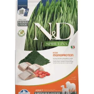 Comanda online FARMINA N&D Spirulina Adult Medium&Maxi Herring & Wolfberry 2 kg Hrana pentru caine cu hering si spirulina