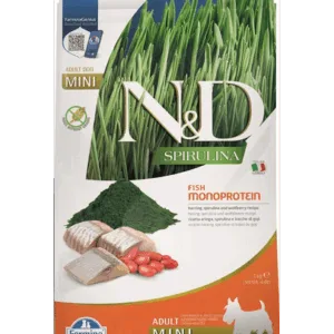 Comanda online FARMINA N&D Spirulina Adult Mini Herring & Wolfberry 2 kg Hrana caine talie mica