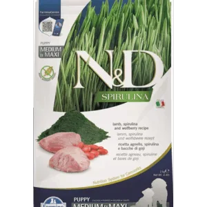 Comanda online FARMINA N&D Spirulina Puppy Medium&Maxi Lamb & Wolfberry 2 kg Hrana catei de talie medie si mare