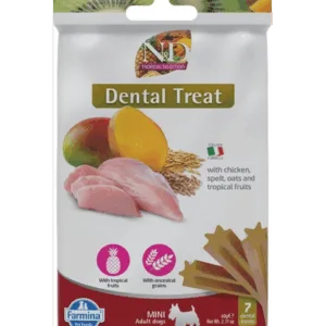 Comanda online FARMINA N&D Tropical Selection Dental Treat Chicken Mini 60 g gustare dentara pentru caini de rase mici
